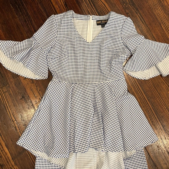 Marc Bouwer Gingham Flutter Sleeve V Neck A Line Blouse/Pant Set Sz M Top/S Pant - Picture 6 of 10